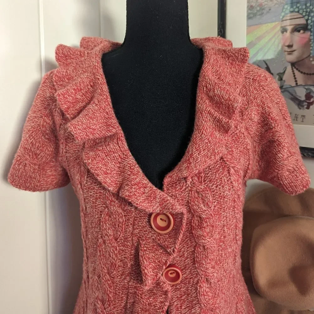 Sleeping on Snow Red Ruffle Cardigan MD Cottagecore Countryside Clown Boho